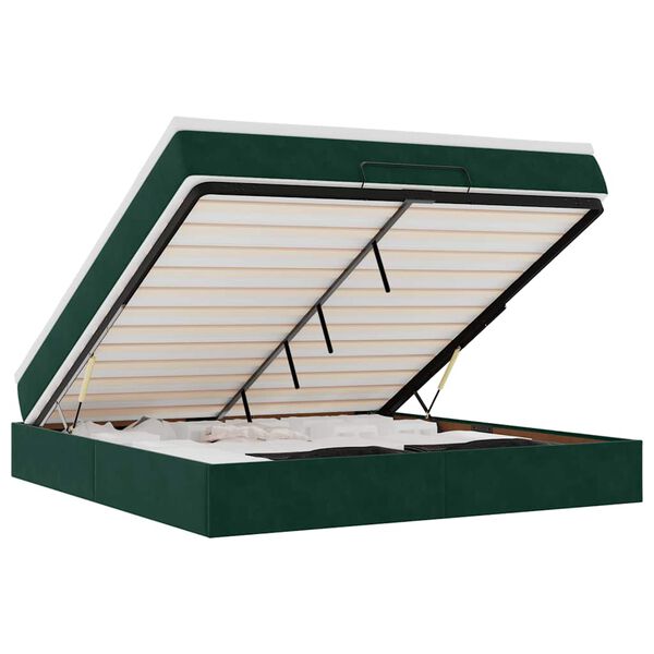vidaXL Ottoman bed met matras 160x200cm fluweel donkergroen