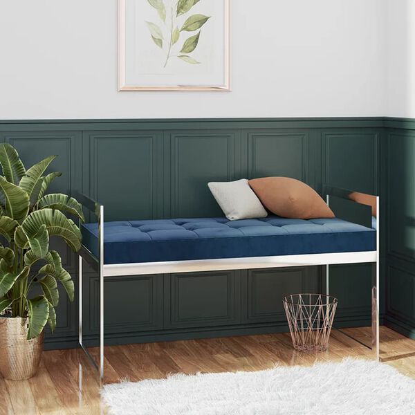 vidaXL Bankje 97 cm fluweel en roestvrij staal blauw
