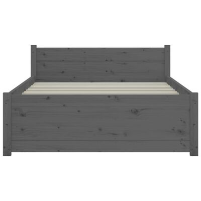 vidaXL Bedframe massief hout grijs 75x190 cm Small Single