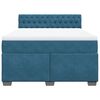 vidaXL Boxspring met matras fluweel donkerblauw 140x200 cm