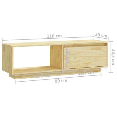 vidaXL Tv-meubel 110x30x33,5 cm massief grenenhout