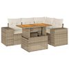 vidaXL 5-delige Loungeset met kussens poly rattan beige