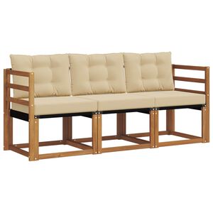 vidaXL Buiten bankenset met kussen 3 pcs Natuurlijk en Beige