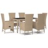 vidaXL 7-delige Tuinset met kussens poly rattan beige