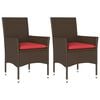 vidaXL Tuinstoelen 2 st met kussens poly rattan bruin