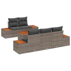 vidaXL Tuin Sofa Set met opslag 6 pcs Grijs Poly riet