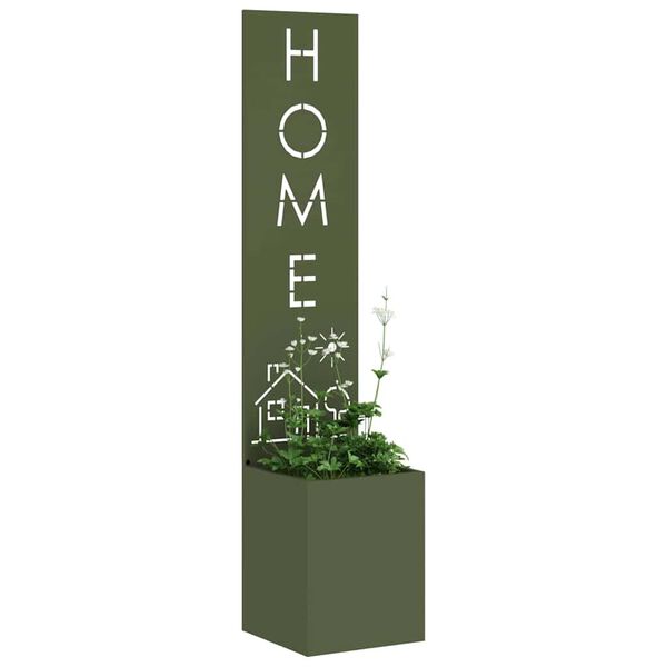 vidaXL Tuin Privacy Screen Olijfgroen 32 x 140 cm Koudgewalst staal