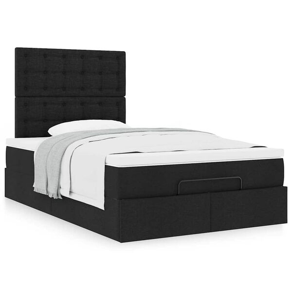 vidaXL Ottoman bed met matras 120x190 cm stof zwart