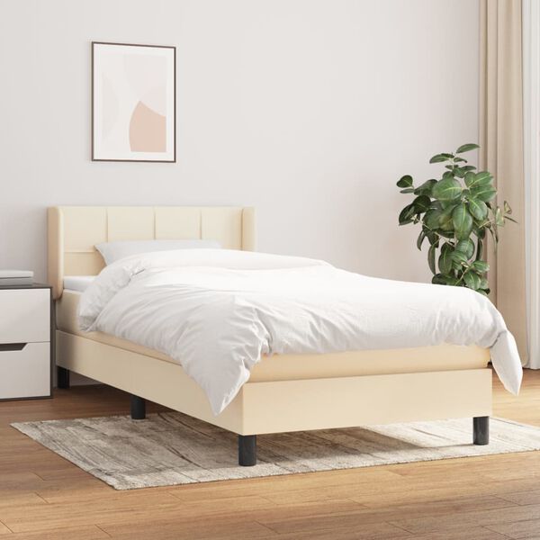 vidaXL Boxspring met matras stof cr&egrave;mekleurig 80x200 cm
