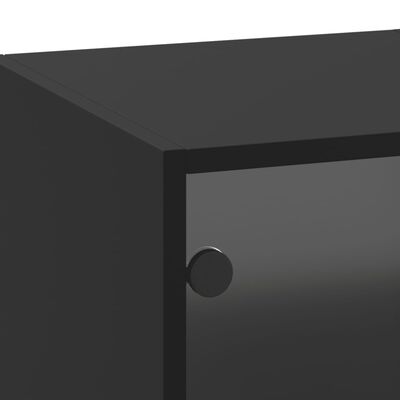 vidaXL Wandkast met glazen deuren 35x37x100 cm zwart