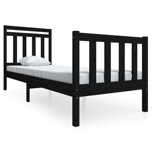 vidaXL Bedframe massief hout zwart 75x190 cm