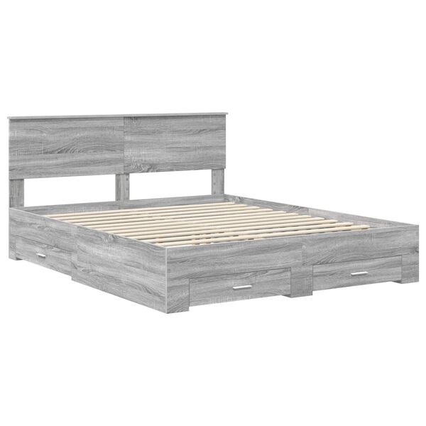 vidaXL Bedframe met hoofdeinde Grijs Sonoma 160 x 200 cm Bewerkt hout