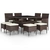 vidaXL 9-delige Tuinset poly rattan bruin
