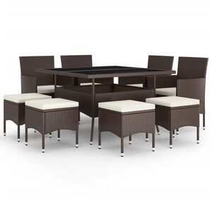 vidaXL 9-delige Tuinset poly rattan bruin
