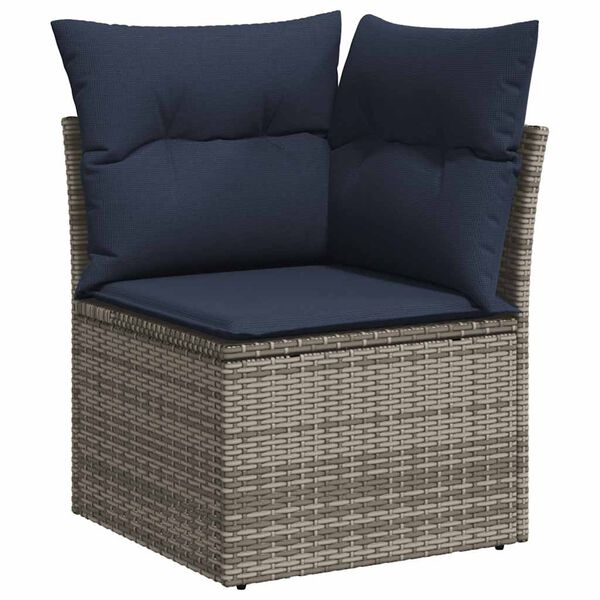vidaXL 7-delige Loungeset met kussens poly rattan grijs