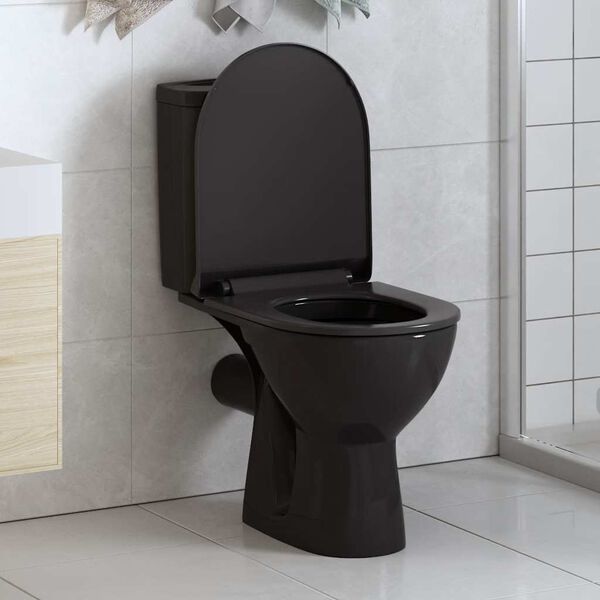 vidaXL Toiletbril soft-close met quick-release ontwerp zwart