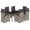 vidaXL 7-delige Tuinset met kussens poly rattan grijs