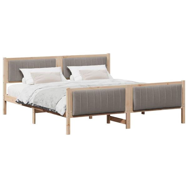 vidaXL Bedframe Bruin en taupe 180 x 200 cm Massief grenenhout