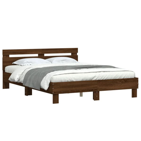 vidaXL Bedframe met hoofdeinde bruin eikenkleur 150x200 cm