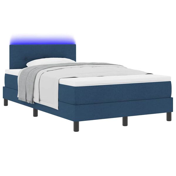 vidaXL Boxspring bed met matras met LED Blauw 120 x 190 cm Stof