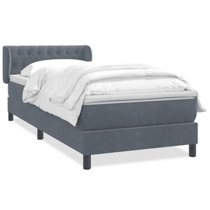 vidaXL Boxspring met matras fluweel donkergrijs 90x220 cm