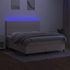 vidaXL Boxspring met matras en LED stof cr&egrave;mekleurig 160x200 cm