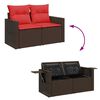vidaXL 6-delige Loungeset met kussens poly rattan bruin