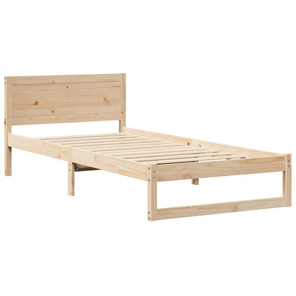 vidaXL Bedframe met hoofdeinde Naturel 75 x 190 cm Massief grenenhout