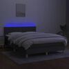 vidaXL Boxspring met matras en LED stof donkergrijs 140x200 cm