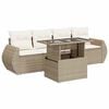 vidaXL 5-delige Loungeset met kussens poly rattan beige