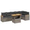 vidaXL 7-delige Loungeset met kussens poly rattan grijs