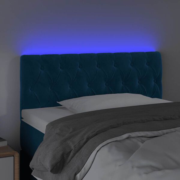 vidaXL Hoofdbord LED 100x7x78/88 cm fluweel donkerblauw