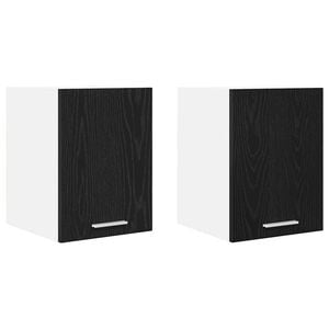 vidaXL Hangkast 2 st Zwarte Eik en Wit Bewerkt hout