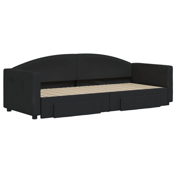 vidaXL Slaapbank met onderschuifbed en lades 80x200 cm stof zwart