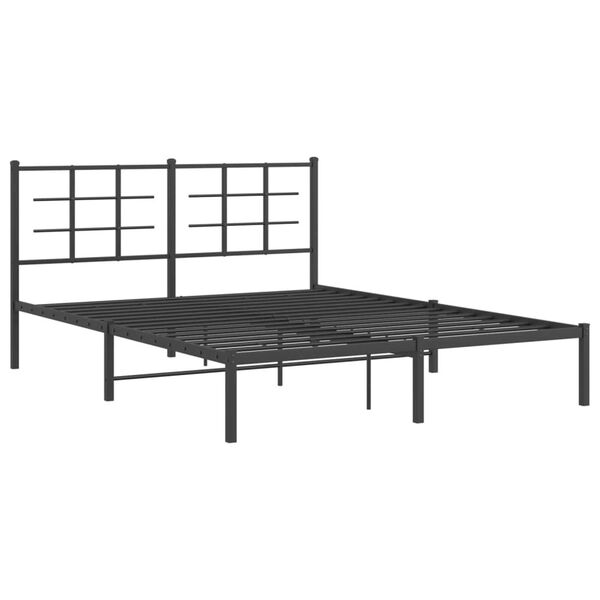 vidaXL Bedframe met hoofdbord metaal zwart 160x200 cm