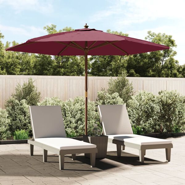 vidaXL Parasol met houten paal 299x240 cm bordeauxrood