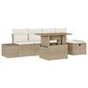 vidaXL Tuin Sofa Set met kussen met opslag 6 pcs Beige Poly riet
