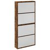 vidaXL Schoenenkast met spiegel 4-laags 63x17x134 cm gerookt eiken
