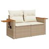 vidaXL Tuin Sofa Set met kussen met opslag Beige Poly riet