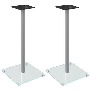 vidaXL Luidsprekerstandaards 2 st 1 pijler gehard glas zilverkleurig