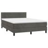 vidaXL Boxspring met matras en LED fluweel donkergrijs 140x190 cm