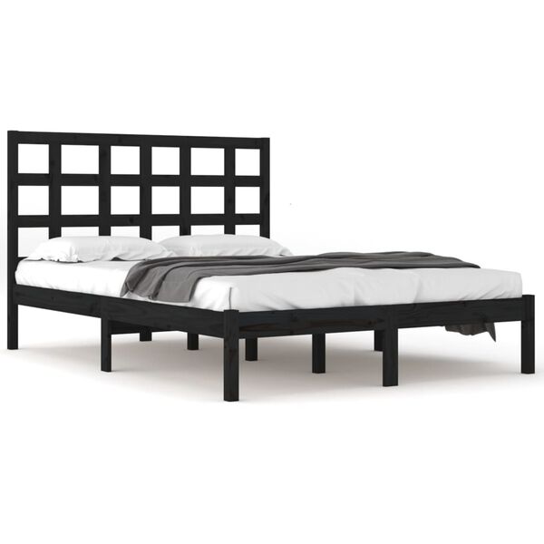 vidaXL Bedframe massief hout zwart 200x200 cm