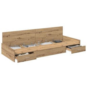 vidaXL Bedframe met hoofdeinde Artisan Eiken 70 x 190 cm Bewerkt hout