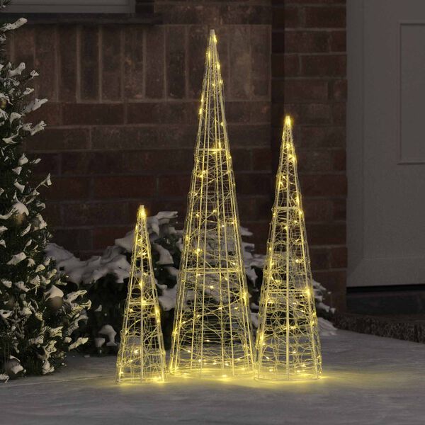 vidaXL Kerstboom met 90 LED 3 pcs Warmwit 20 x 20 x 80 cm Acryl