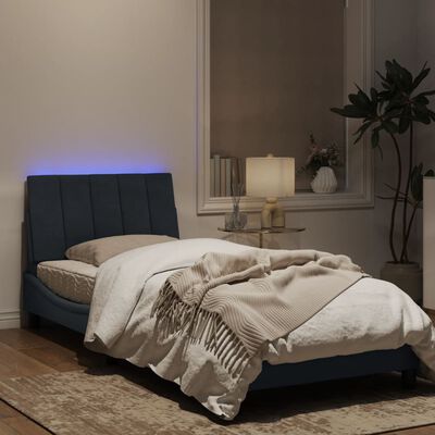 vidaXL Bedframe met LED-verlichting fluweel donkergrijs 90x190 cm