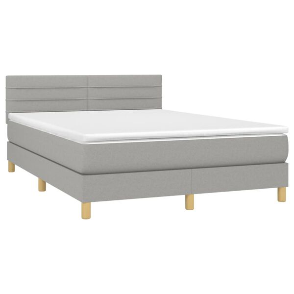 vidaXL Boxspring met matras stof lichtgrijs 140x190 cm