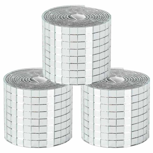 vidaXL Spiegelmozaïek Tegel Geometrisch 3 pcs Zilver 100 x 4 cm Glas