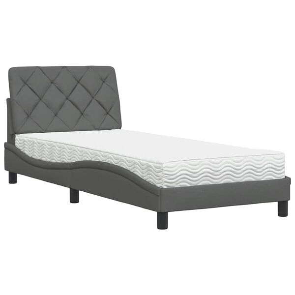 vidaXL Bed met matras stof donkergrijs 90x190 cm