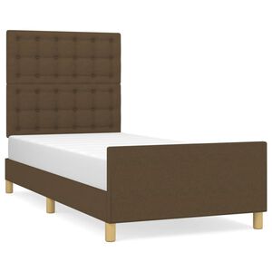 vidaXL Bedframe met hoofdeinde stof donkerbruin 90x190 cm