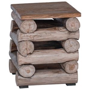 vidaXL Kruk Naturel Massief Teakhout